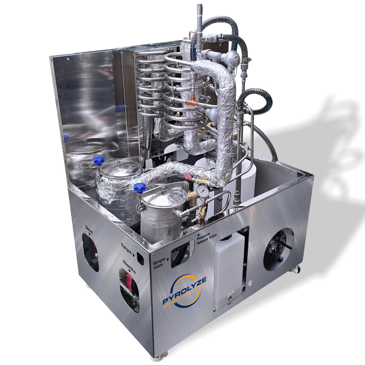 3 kg waste plastics per batch pyrolysis research/demonstrator plant